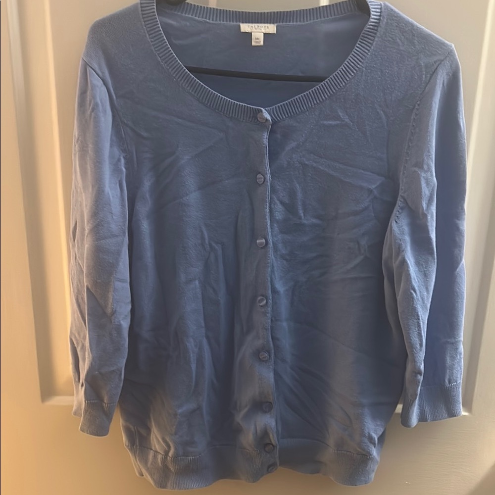 Talbots Periwinkle Blue Knit Cardigan Sweater